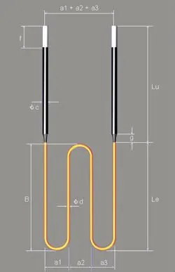 Molybdenum disilicide (MoSi2) heating element (W