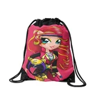Heli Red Reusable Drawstring Polyester Nylon Foldable Shopping Bag