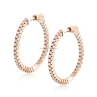 Jewelry Manufacturer Round Solid Sterling Silver 925 White Cubic zirconia Inside out Hoop Earrings, CZ Hoop earring