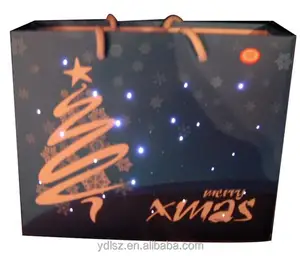 2016 new arrival christmas paper gift bag with music and led