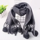 Manufacturers wholesale new solid color top ball autumn and winter children's brushed woolen scarf with pom pom