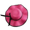 Wavy Edges Solid Suede Ribbon Bow Foldable Sunscreen Beach Warp Anti-UV Straw Hat