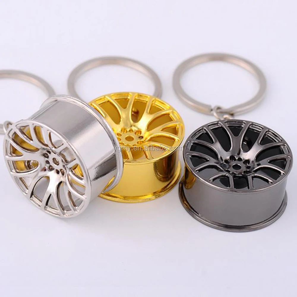cool luxury metal keychain car key chain key ring creative wheel