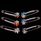 Flower Crystal Safety Pin Paper Clip Brooch For Girl Shirt Dress Lapel Pin Jewelry