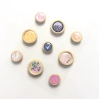 China supplier cute logo sticker decorative round button natural wooden large decorative DIY card making