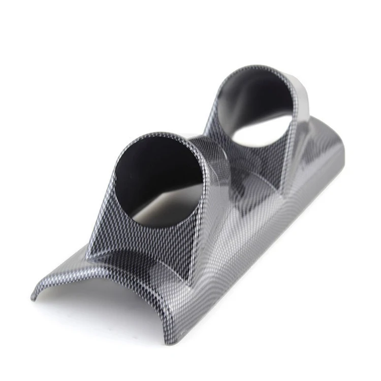 Universal 52mm 2/'/' Carbon Fiber Pillar 2 Dual Hole Gauge Meter Mount Holder Pod
