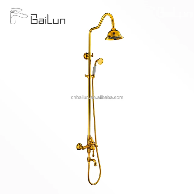 luxury brass golden bathroom shower system