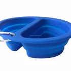 New Amazon silicone foldable Food & water double hole dog feeder bowl