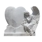 Hand Carved white marble Angel headstone with Heart for Sale