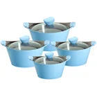 8pcs Diecasting Aluminum Ceramic soup pot cookware kitchenware set with silicon handle