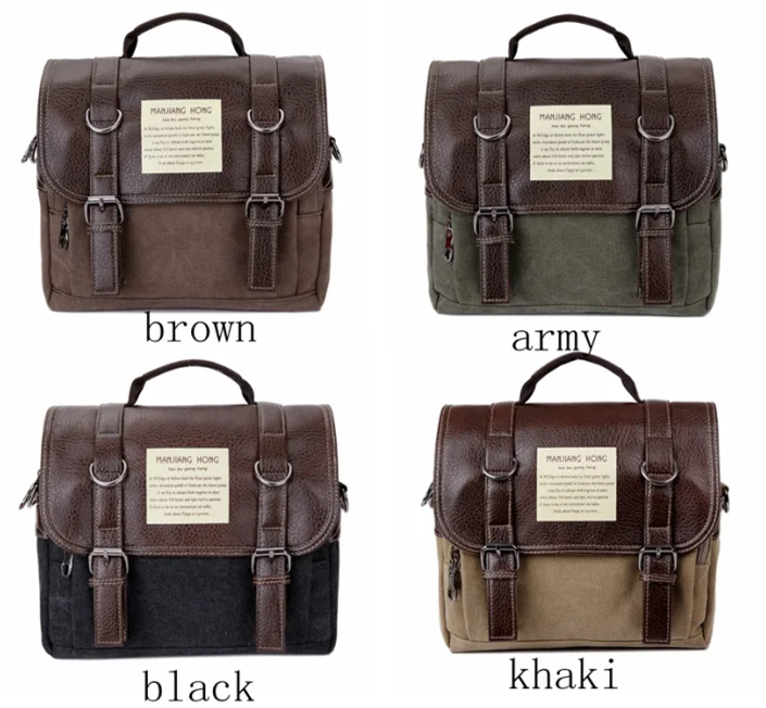 Online shopping retro canvas leather messenger shoulder bag men