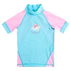 Customized new design girls blue rash short sleeve guards for surfing