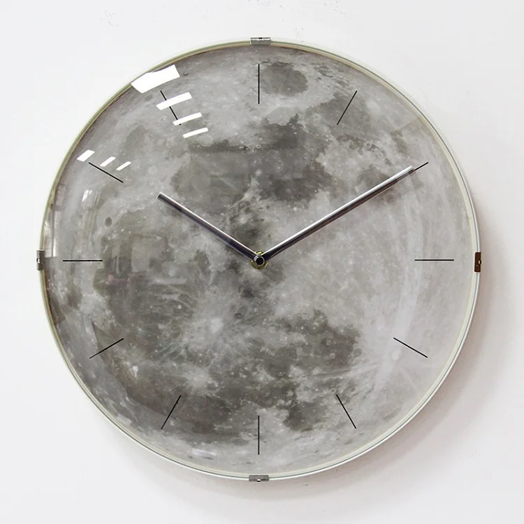 12 inch Creative Moon Pattern Plastic Wall Clock with Arch Glass Cover