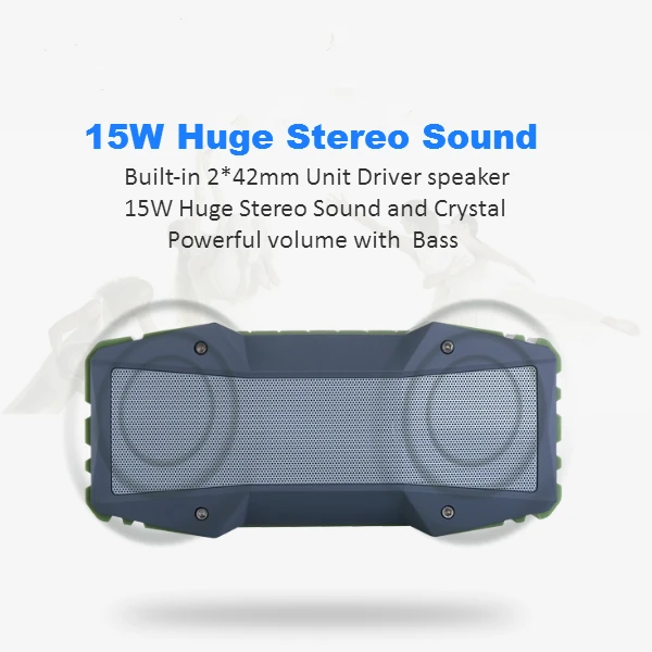 waterproof Army Green Ultra bluetooth speaker with 10W FM radio - ANKUX.COM