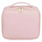 Makeup Bag Train Case Professional Travel Makeup Bags Cosmetic Artist Organizer Bag with Adjustable Dividers Pink