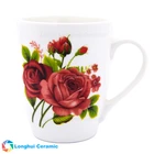 12oz customised red rose pattern print ceramic flower mug