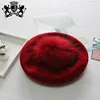 Women wool felt winter wholesale french beret hat cap with fur ball