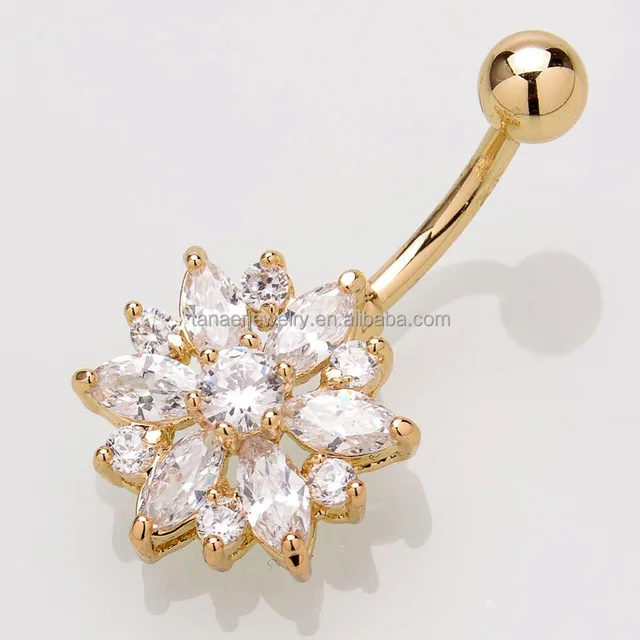 flower design stainless steel piercing jewelry belly button ring