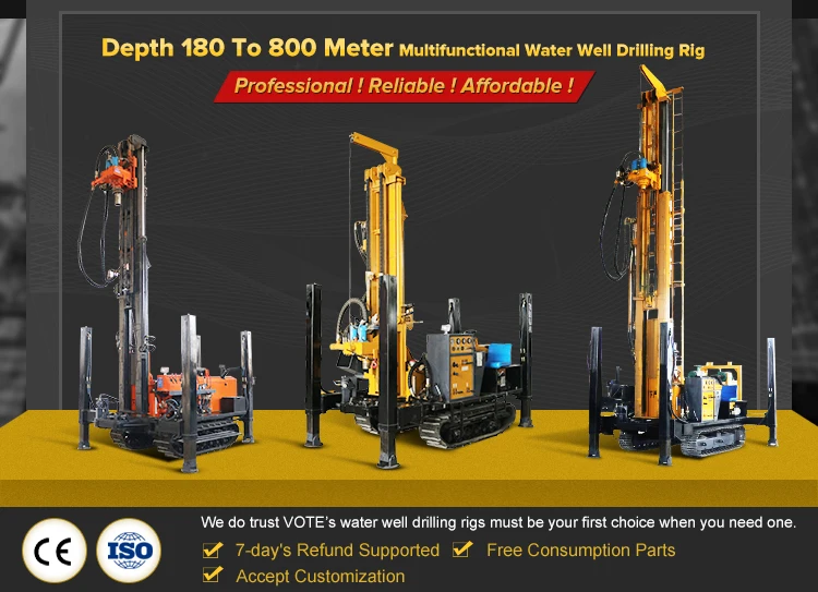 to 1000 meter crawler pneumatic rotary water well drilling rig