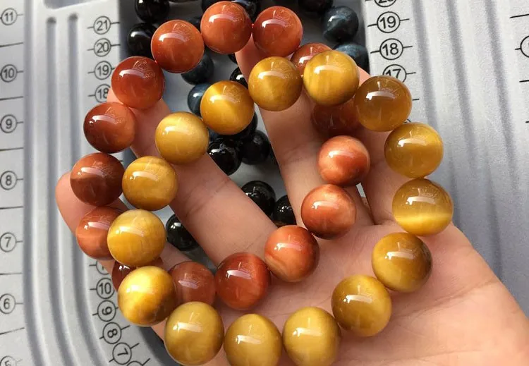 New Arrivals Gold Tiger Eye Charm Bracelet for Men 10mm-16mm Sizes with Natural Stone Beads for Weddings Anniversaries Parties
