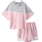 2019 Summer korean style children girl sets with one hoodies t-shirt & one shorts 2 pcs suit for kid girl clothing