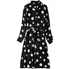 White Dot 100% silk dress elegant silk dress silk long dress For Ladies