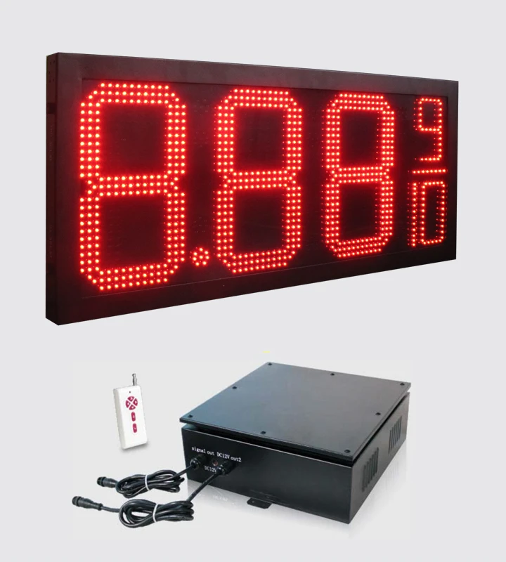 Alibaba Hot Sale RF Wireless Control Outdoor 12inch Red 8.88 9/10 LED Digital Number For Gas Station Price Display