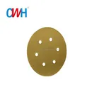 CWH 6 Inch 6 holes 400 Grit Yellow Gold Hook and Loop Sanding disc