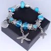 Fashion ocean banch charms bangles starfish turtle and shell pendant handmade bracelet