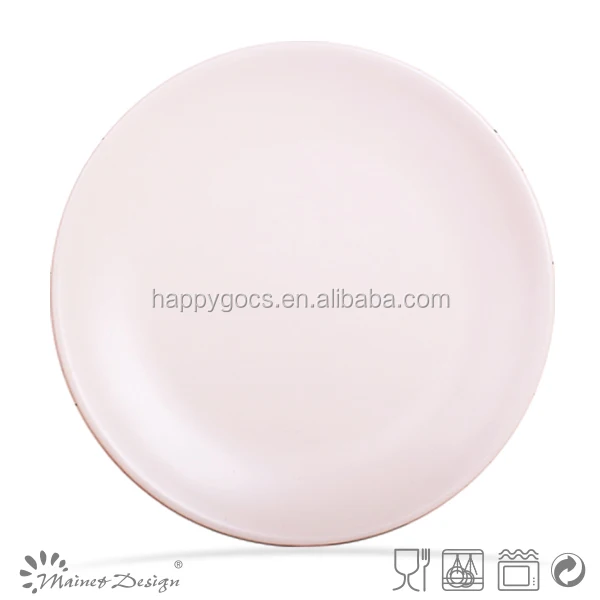 light pink stripes edge solid glazed dinner plate / side plate