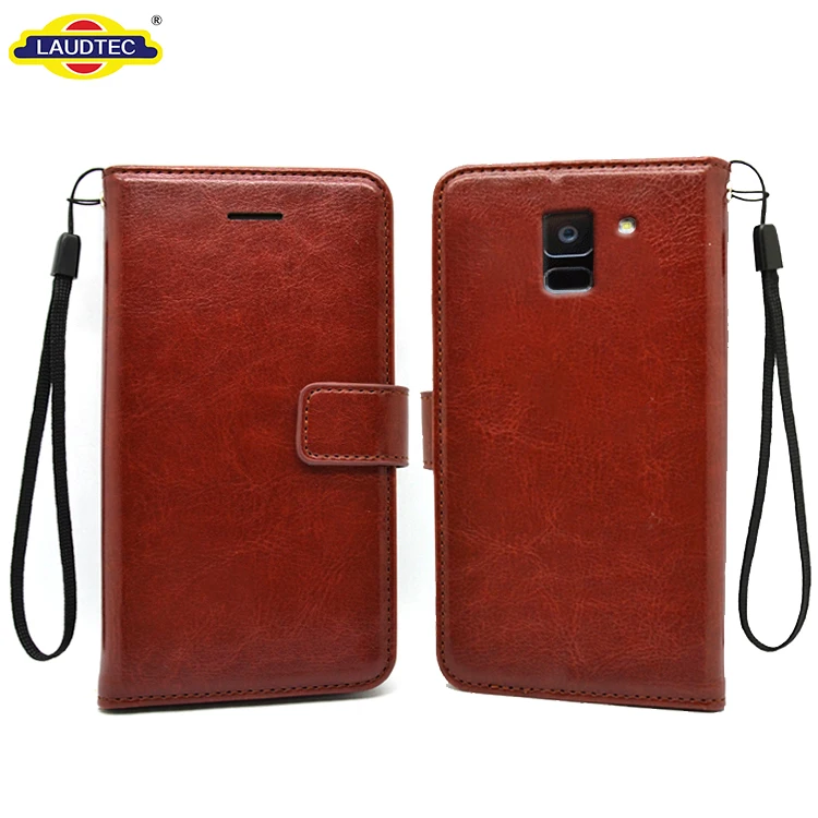Leather Wallet Case for Samsung Galaxy A6 2018 Slim Flip Folio PU Leather Flip Book Card Cash Slot Wallet Luxury Premium Case Stand Function Black Brown Cover Pouch For Samsung Galaxy A6 2018 Plus Slim Grip Facoty Wholesale Top Quality Phone Cover