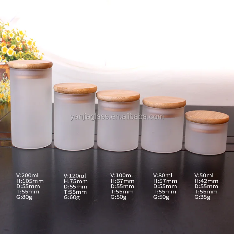 Hot sale customized size small high borosilicate 50ml frosted glass jar