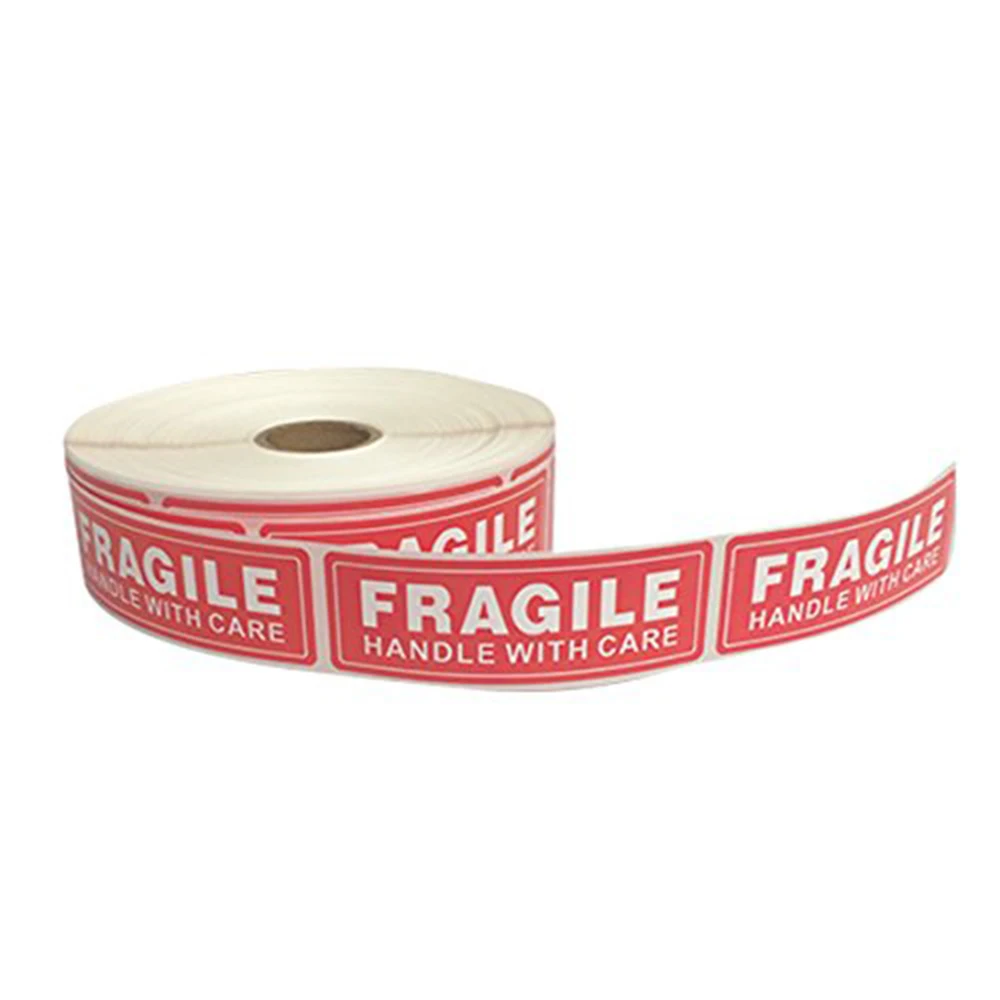 Red Fragile Warning Stickers Custom Red Color Fragile Label Sticker