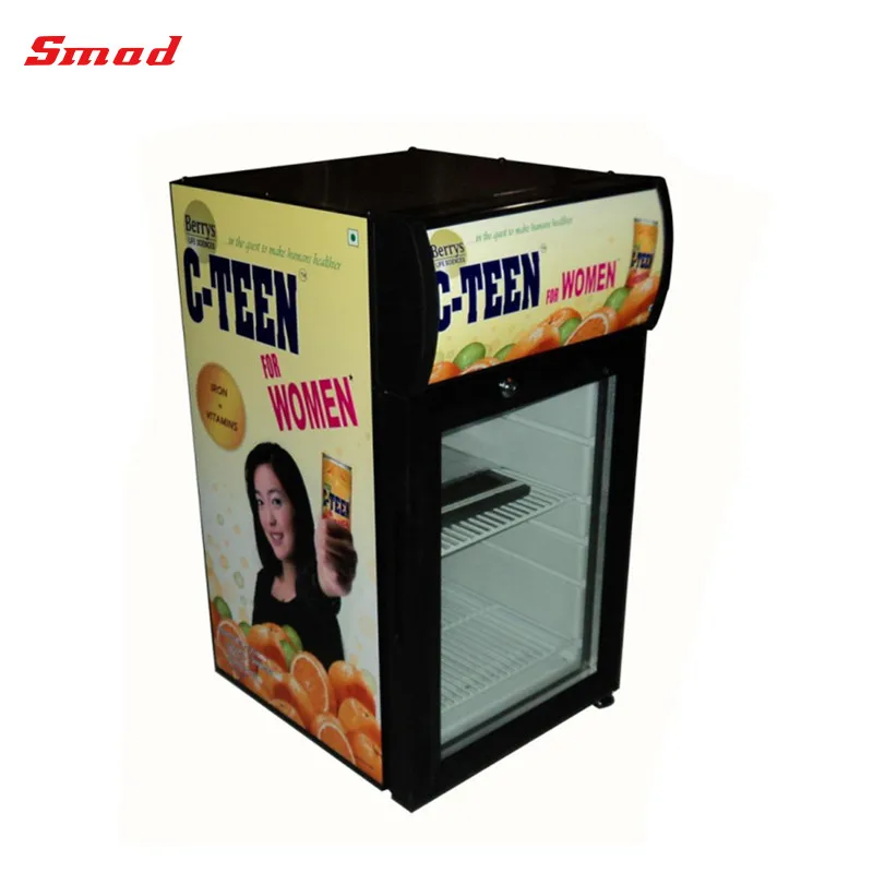 80L High Quality Portable Glass Door Mini Display Showcase With Lamp Type