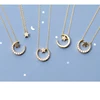 custom design 925 sterling silver gold crystal moon star necklaces for women ladies daily use dainty necklaces