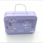 Manufacturer hot sale custom small christmas cookie tin box case with handle for chocolate candy biscuit gift packaging