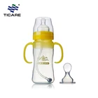 2019 new design silicon wide neck baby feeding bottle with handle