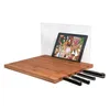 multifunction Bamboo Cutting Board with knife holder chopping block with ipad holder and Removable Clear acrylic Screen Shield