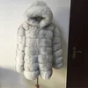 New winter warm clothes ladies fox fur oversize hoodie jacket quilted thicken overcoat Fox fur coat for women