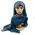 High quality crepe chiffon hijab scarf wraps soft long islam shawls muslim crinkle plain chiffon scarves hijabs with lace