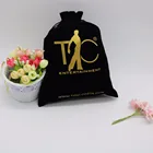 Custom Black Jewelry Gift Drawstring Velvet Bag With Logo