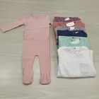100% cotton rib blank baby romper for 0-24M Infant bodysuit onesie longsleeve plain soft baby clothing