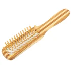 Natural Narrow Bamboo Hair Straightener Scalp Massage Brush With Custom Logo
