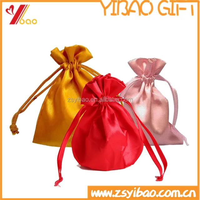 wholesale cheapest custom christmas drawstring gift satin bags
