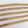 316 L Stainless Steel Gold Plated Flat Edge Cuban Link Chain Necklace JYS017