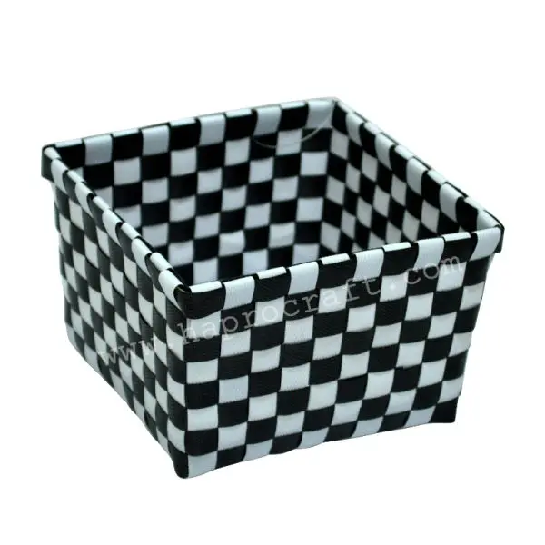 Woven plastic basket with lid / Vietnam storage basket