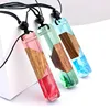 Solid Wood Pendant Ethnic Style Jewelry Resin Handmade Long Necklace