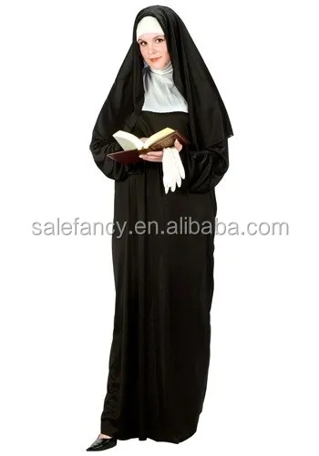 Traje sexy freira Preto Rainha cosplay Halloween Carnival costume QAWC-2596