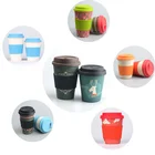 Custom Logo Bamboo Fibre Travelling Coffee Cup Eco-Friendly Reusable