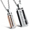 MECYLIFE Stainless Steel Couple Jewelry Zircon Inlay Love Necklace Movable Polished Bar Necklace